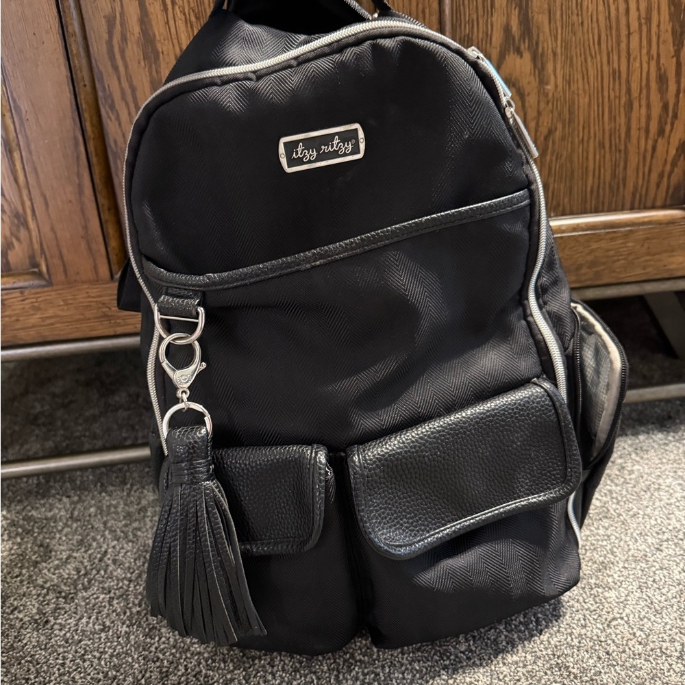 Itzy Ritzy Black Backpack with Tassel
